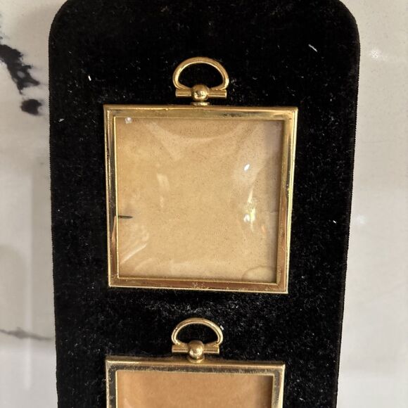 Antique Art Deco Black Velvet And Brass Convex Picture Frame 3 Picture Hang Only - Picture 4 of 10